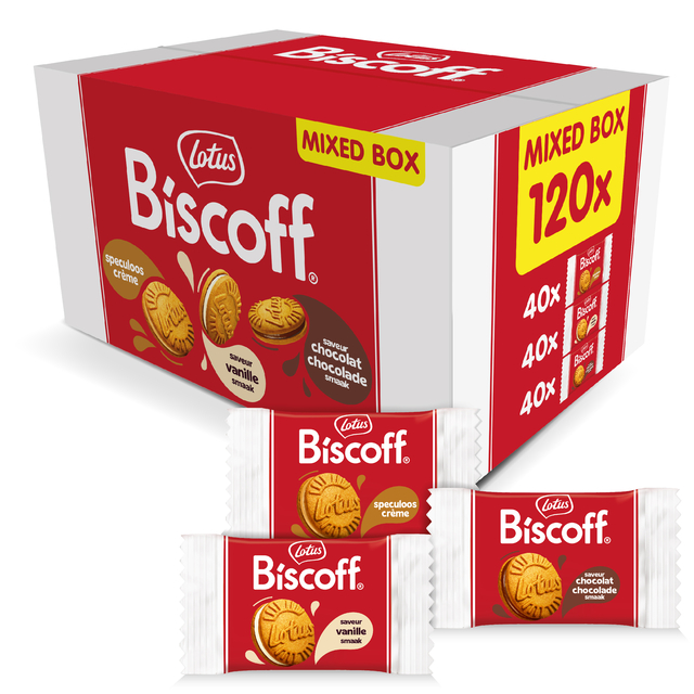 Koekjes Lotus Biscoff sandwich mix doos 120 stuks