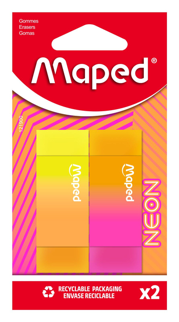 Gomme Maped Neon set 2 pièces assorti