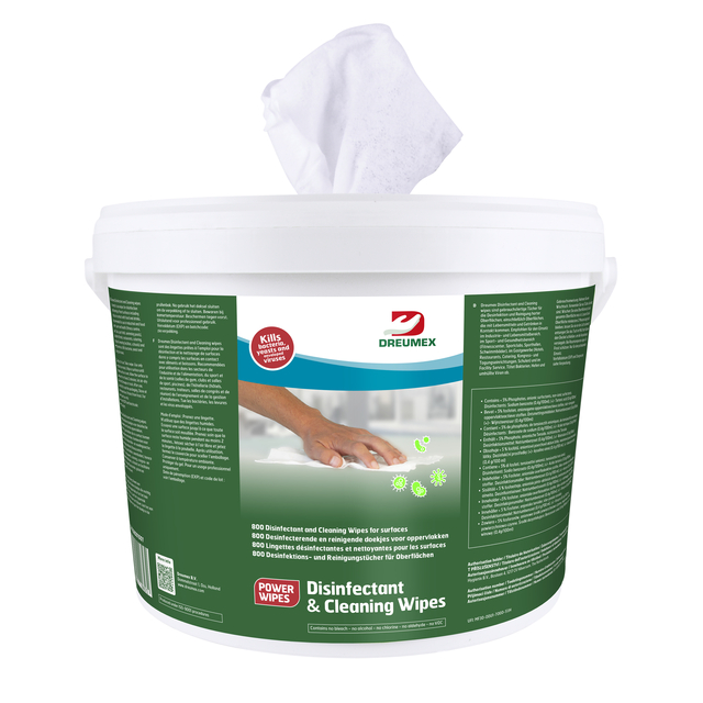 Lingette désinfectante Dreumex Disinfectant & Cleaning seau 800 pièces blanc