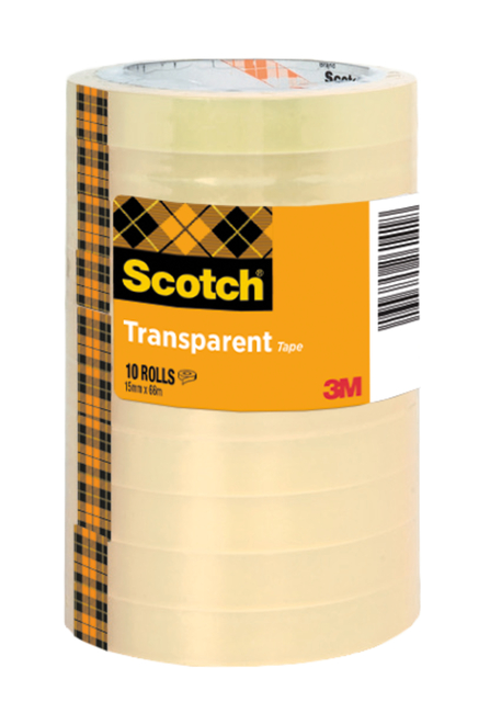 Plakband Scotch 508 15mmx66m transparant 10 rollen