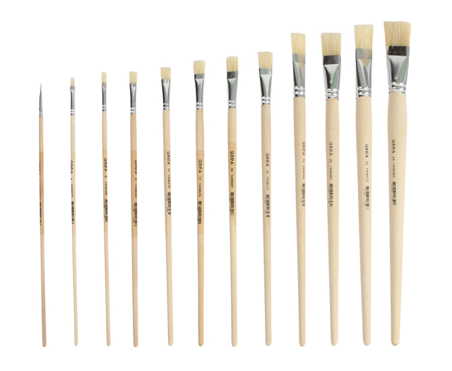 Pinceaux Qrea soie de porc set de 12 largeurs