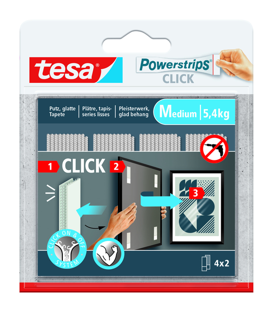 Kleefstip tesa Powerstrips Click Medium 4 paar wit
