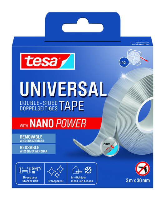Plakband tesa Nano dubbelz 30mmx3m