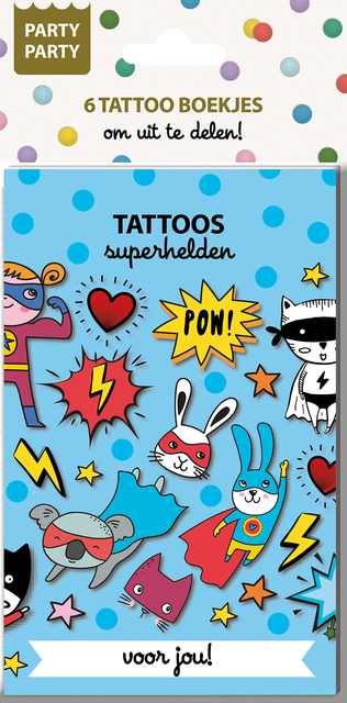 Autocollants Party Party 6 carnets Tattoo Super héro Interstat