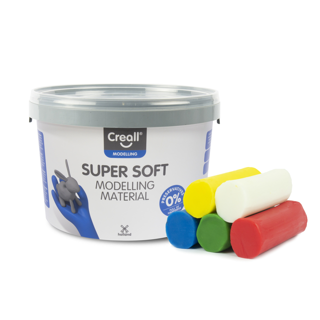 Pâte à modeler Creall Super Soft rouge/bleu/vert/jaune/blanc 1750g