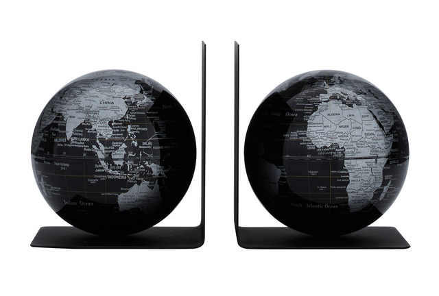 Boekensteun Troika met magnetische globes 13cm set à 2 stuks zwart