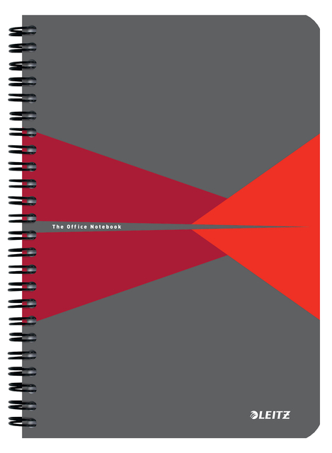 Cahier Leitz Office A5 ligné 180 pages 80g gris rouge