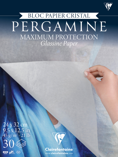 Tekenblok Clairefontaine Paint On 24cmx32cm pergamijnpapier 30 vel 45gr