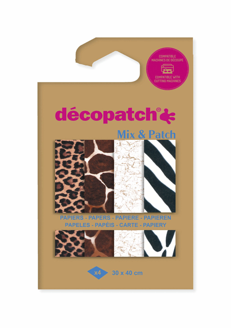 Papier Hobby Décopatch 30x40cn set 4 feuilles peaux de bêtes