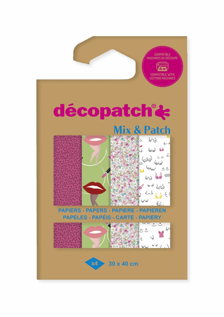 Papier Hobby Décopatch 30x40cn set 4 feuilles ode à la femme