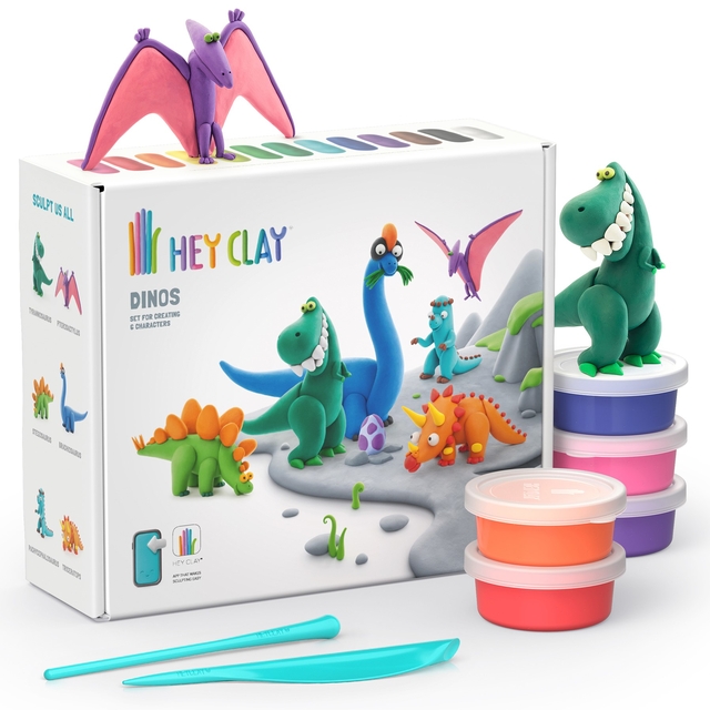 Pâte à modeler Hey Clay Dinos set 15 pièces