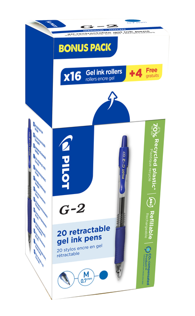 Roller gel PILOT BL-G2-7 Medium bleu 16+4 gratuits