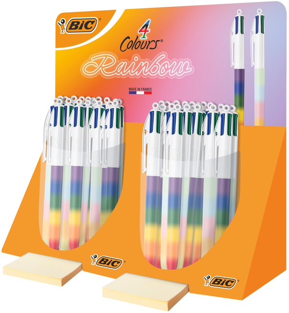 Stylo bille BIC 4 couleurs arc-en-ciel Medium assorti
