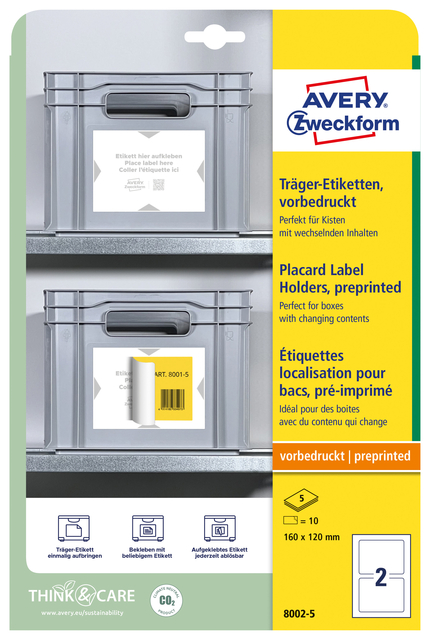 Positioneeretiket Avery Zweckform 8002 160x120mm bedrukt 10 etiketten