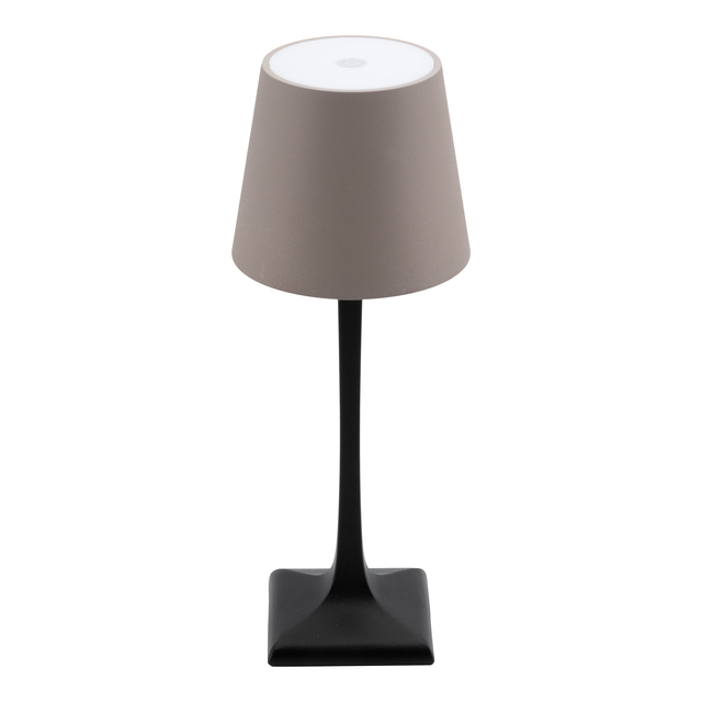 Tafellamp Securit Milano LED oplaadbaar dimbaar taupe-zwart