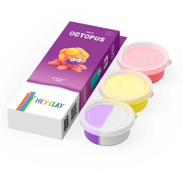Pâte à modeler Hey Clay Octopus 3 pots