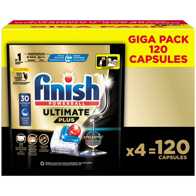 Capsule lave-vaisselle Finish Ultimate Plus 120 pièces paquet géant