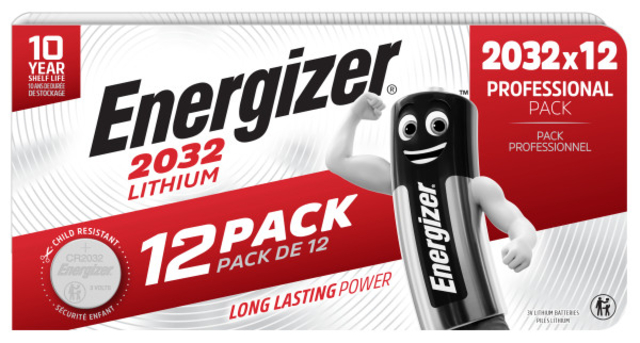 Pile Energizer CR2032 lithium 12 pièces