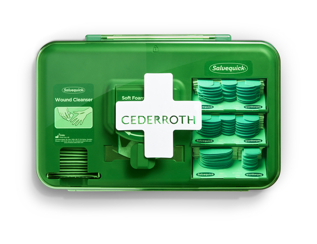 Distributeur soins des Plaies Cederroth Salvequick bleu
