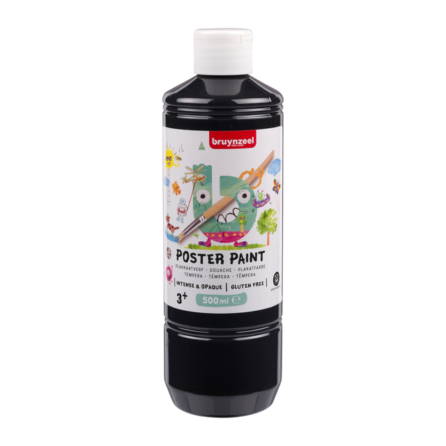 Plakkaatverf Bruynzeel fles à 500ml zwart