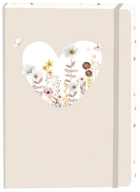 Notitieboek wit hart A5 lijn 92 pagina's softcover beige