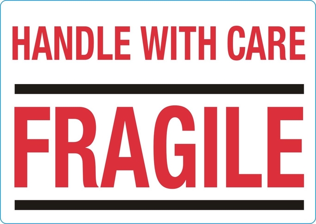 Waarschuwingsetiket IEZZY handle with care fragile 100mmx70mm 500 stuks