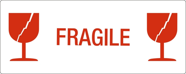 Waarschuwingsetiket IEZZY glas fragile 150mmx60mm 500 stuks