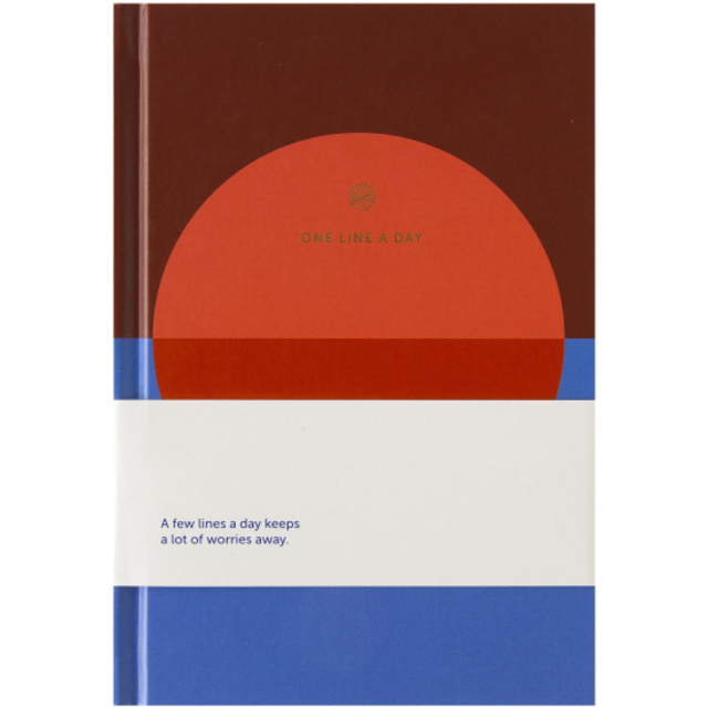 Carnet de notes A5 One line a day bleu rouge ligné