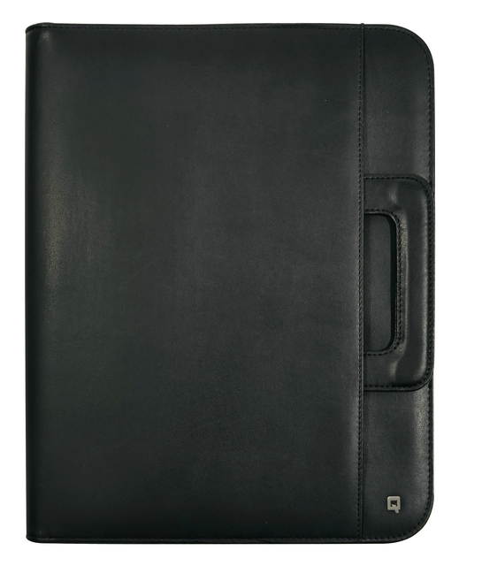 Schrijfmap DESQ A4 kunstleder met rits en handvatten zwart