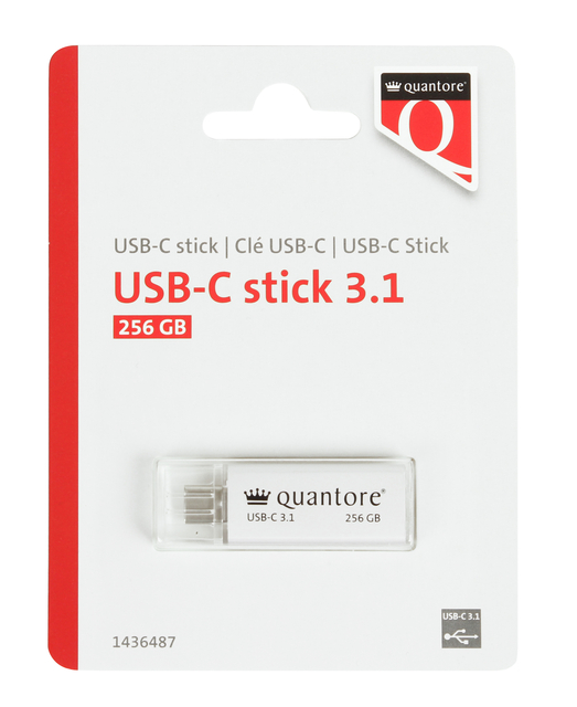 Clé USB Quantore USB-C 3.1 256Go argent