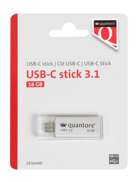 USB-stick Quantore USB-C 16GB 3.1 zilver
