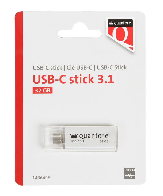 USB-stick Quantore USB-C 32GB 3.1 zilver