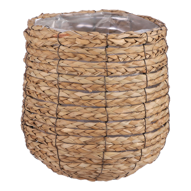 Panier plante Mica Jonc de mer Avalon rond marron clair 26x26cm