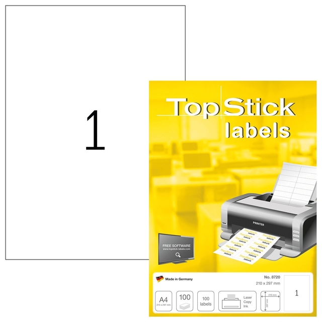 Etiquette TopStick 210x297mm 100 pièces