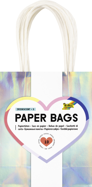 Sac cadeau Folia kraft irisé 12x15x5,5cm 10 pièces
