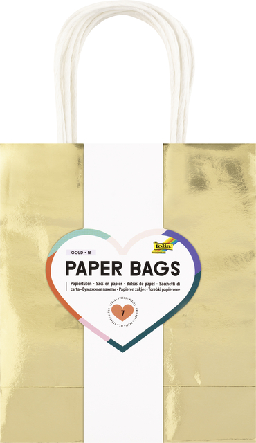 Cadeautas Folia goud kraft 18x21x8cm 7 stuks