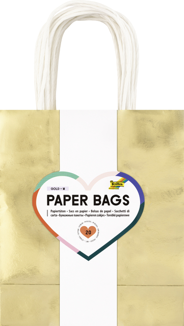 Cadeautas Folia goud kraft 24x31x12cm 20 stuks