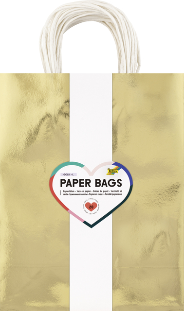 Sac cadeau Folia kraft doré 24x31x12cm 20 pièces