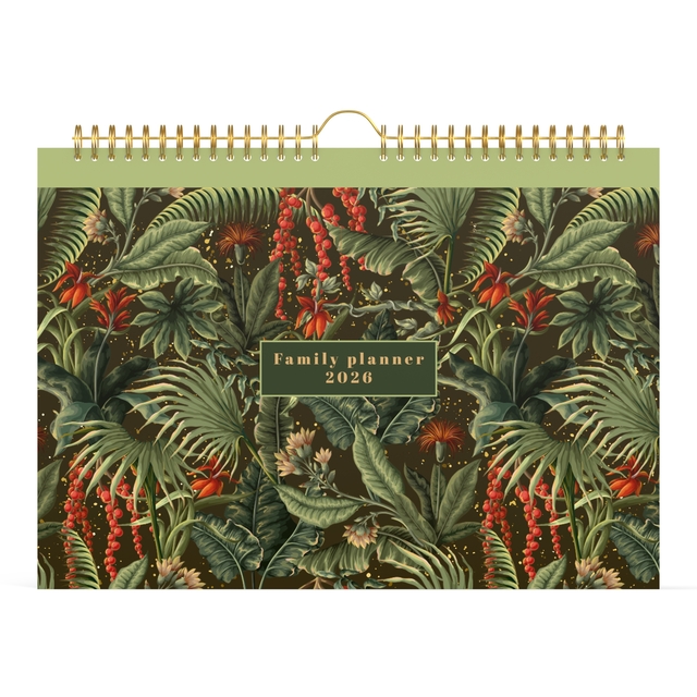 Calendrier familial 2026 Lannoo 310x220 Botanic 7 jours/1 page blanc vert