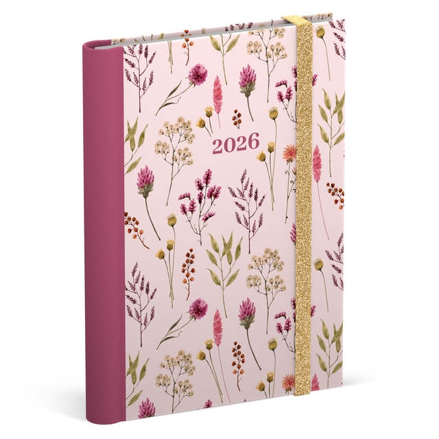 Agenda 2026 Lannoo 120x160 Flowers bouquet 7dagen/2pagina's roze