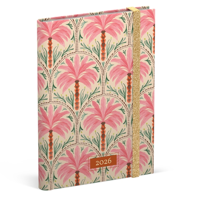 Agenda 2026 Lannoo 120x160 Exotic palms 7dagen/2pagina's roze