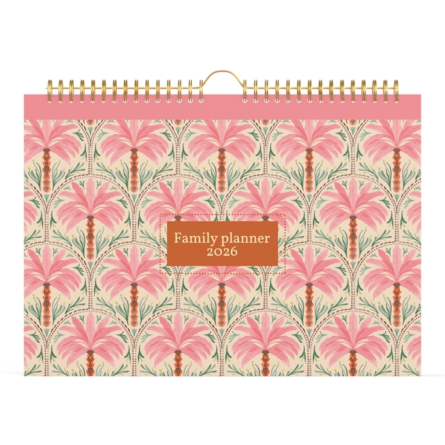 Familiekalender 2026 Lannoo 310x220 Exotic palms 7dagen/1pagina roze