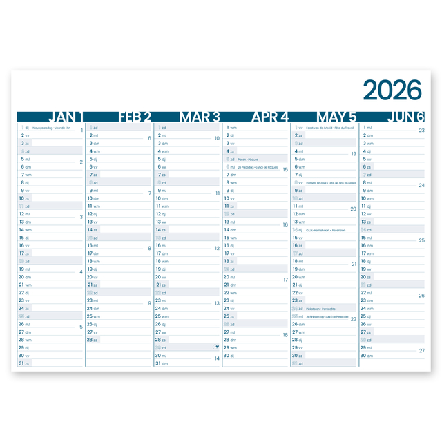 Calendrier 6 mois 2026 INNI Grand Memento 430x320mm
