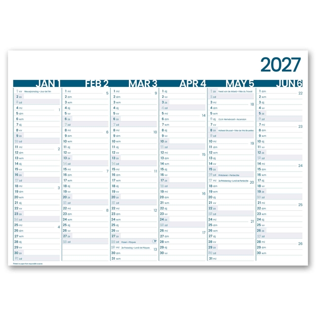 Calendrier 6 mois 2027 INNI Grand Memento 430x320mm