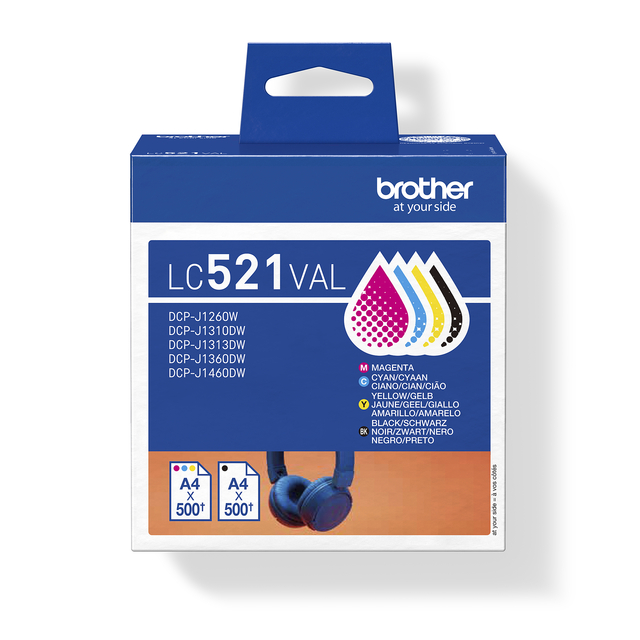 Cartouche d'encre Brother LC-521 noir + 3 couleurs