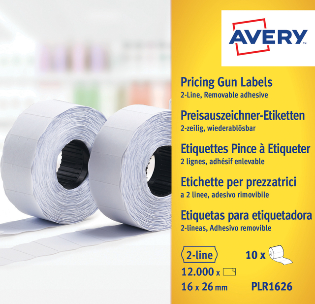 Etiquette pince à étiqueter Avery PLR1626 amovible blanc