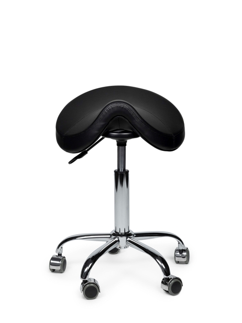 Zadelkruk Office Premium laag zonder voetring harde wielen zw