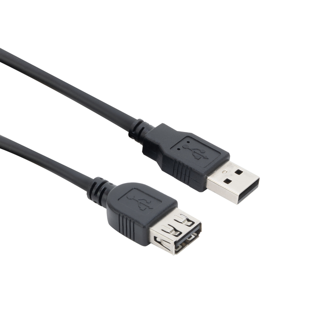 Kabel ACT USB 2.0 A male - USB A female zwart 0.5 meter