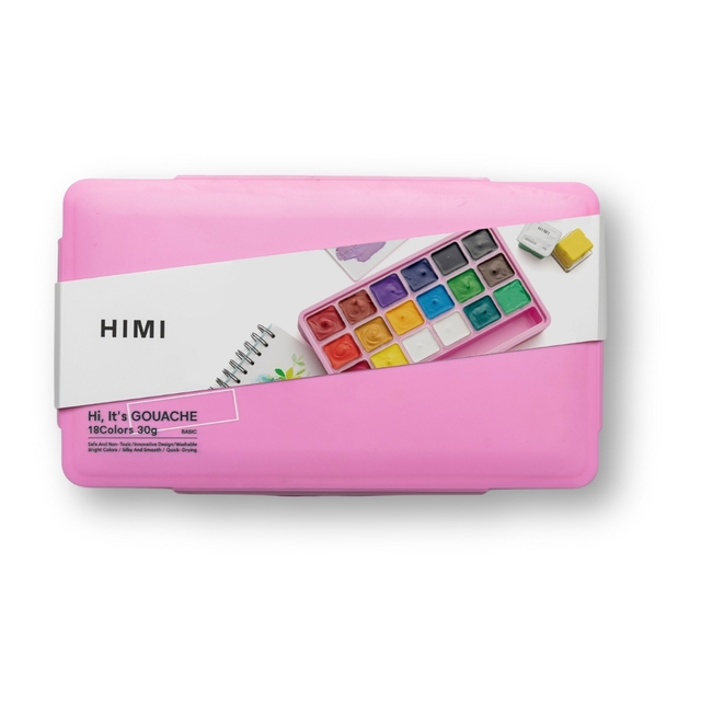 Gouache HIMI 18 couleurs 30g boîte de rangement rose