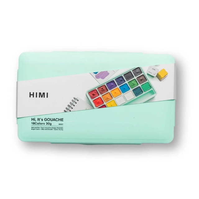 Gouache HIMI 18 couleurs 30g boîte de rangement verte